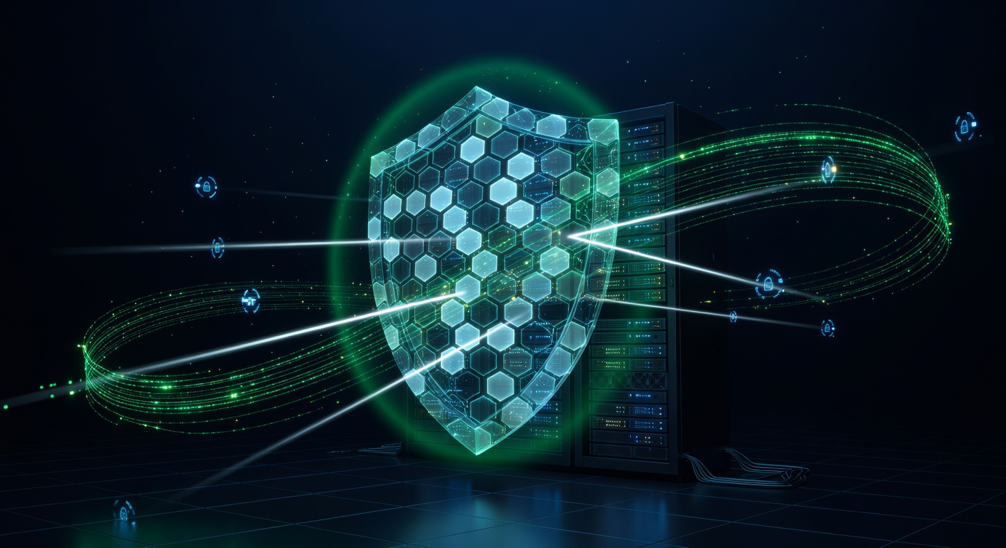 Abstract visualization of cryptographic server verification and guardian protection