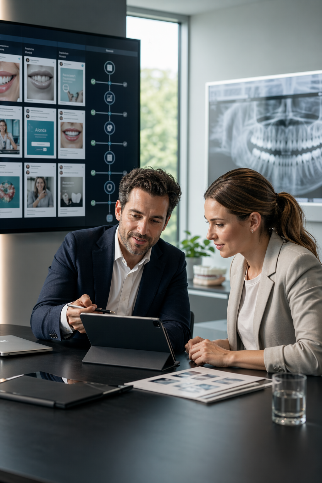 Orthodontics-focused social media operations planning scene for Aionda managed service